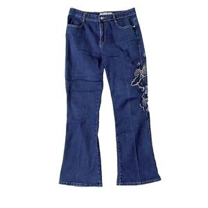 COS Jeans Bootcut Leg Denim Women's Size 10 Blue Dark Wash Mid Rise Embr…
